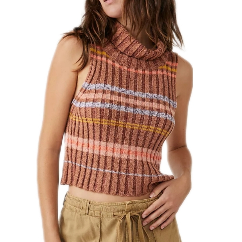 Free People Edith Sweater Vest in Berry Petals Combo